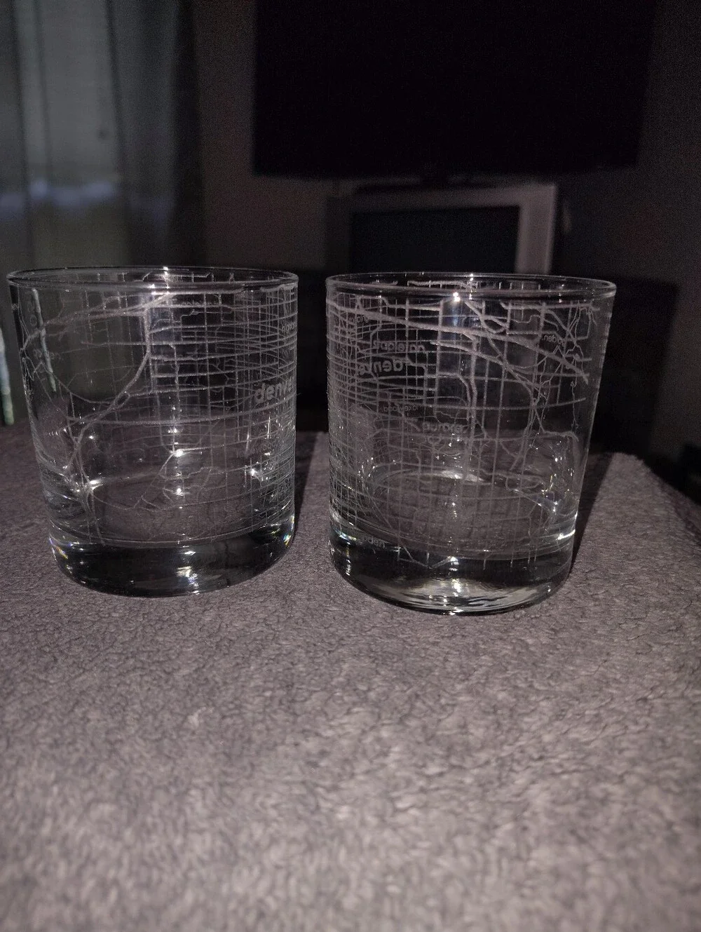 Denver Map Etched Whiskey Glasses - Set of 2